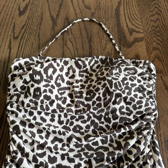 J.Crew Womens Ruched One Piece Swim Suit Gemma Bandeau Leopard Halter Size 12 - Picture 3 of 10